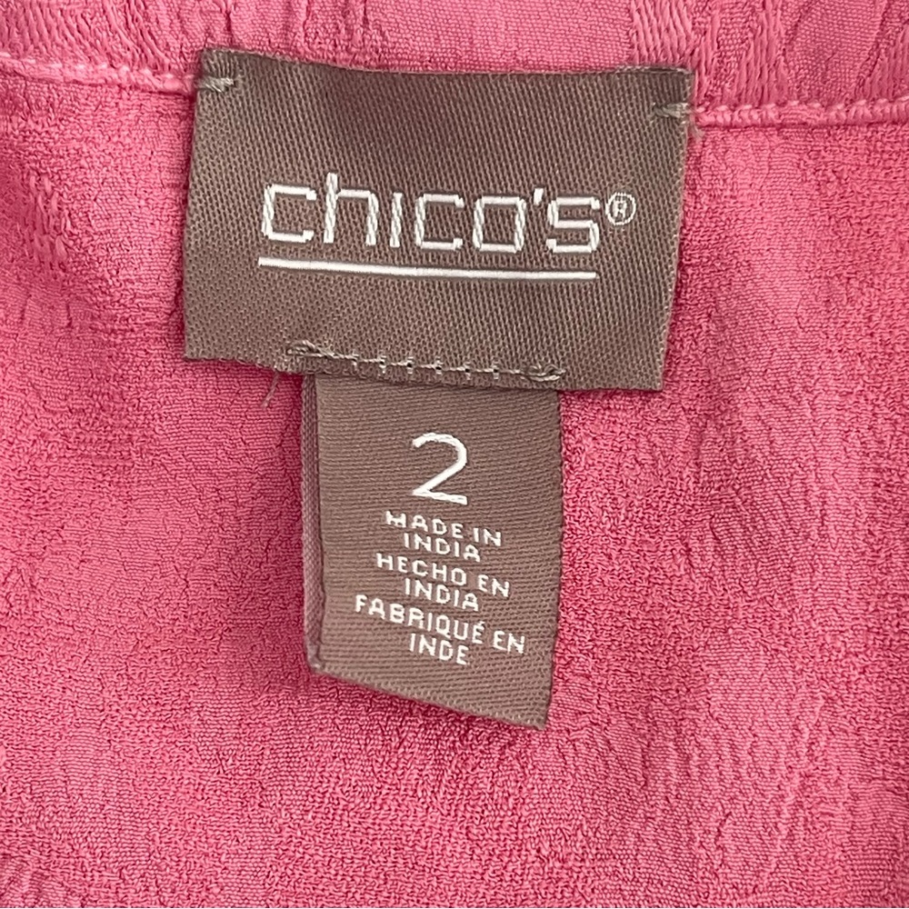 Chicos Womens Pink Textured Ombre Top Size Large 12 Pullover 3/4 Tab Sleeve - Picture 3 of 7